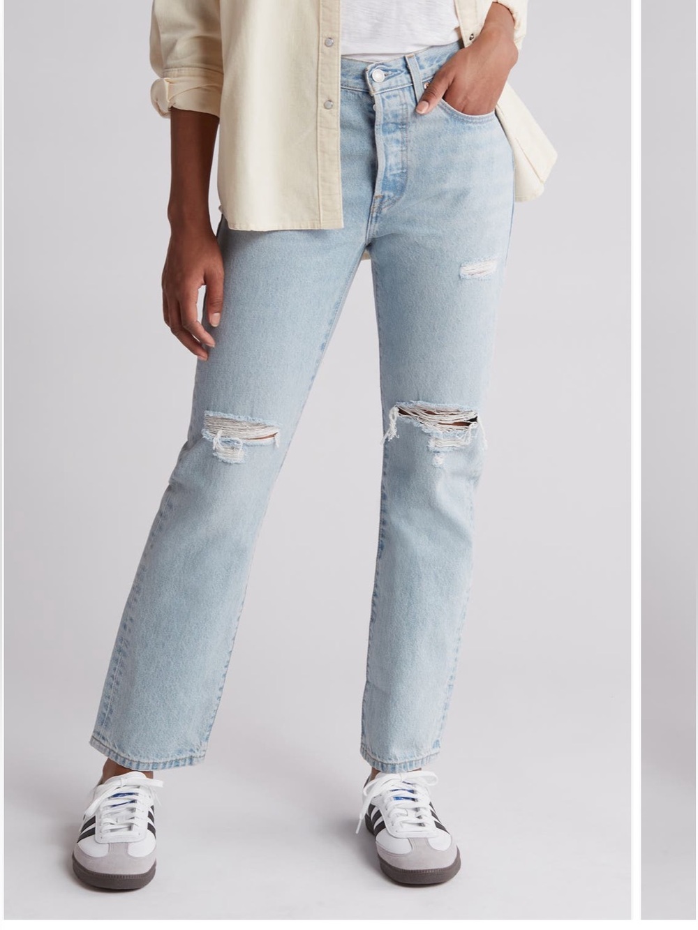 Levi's Light Wash Straight-Leg Distressed Jeans